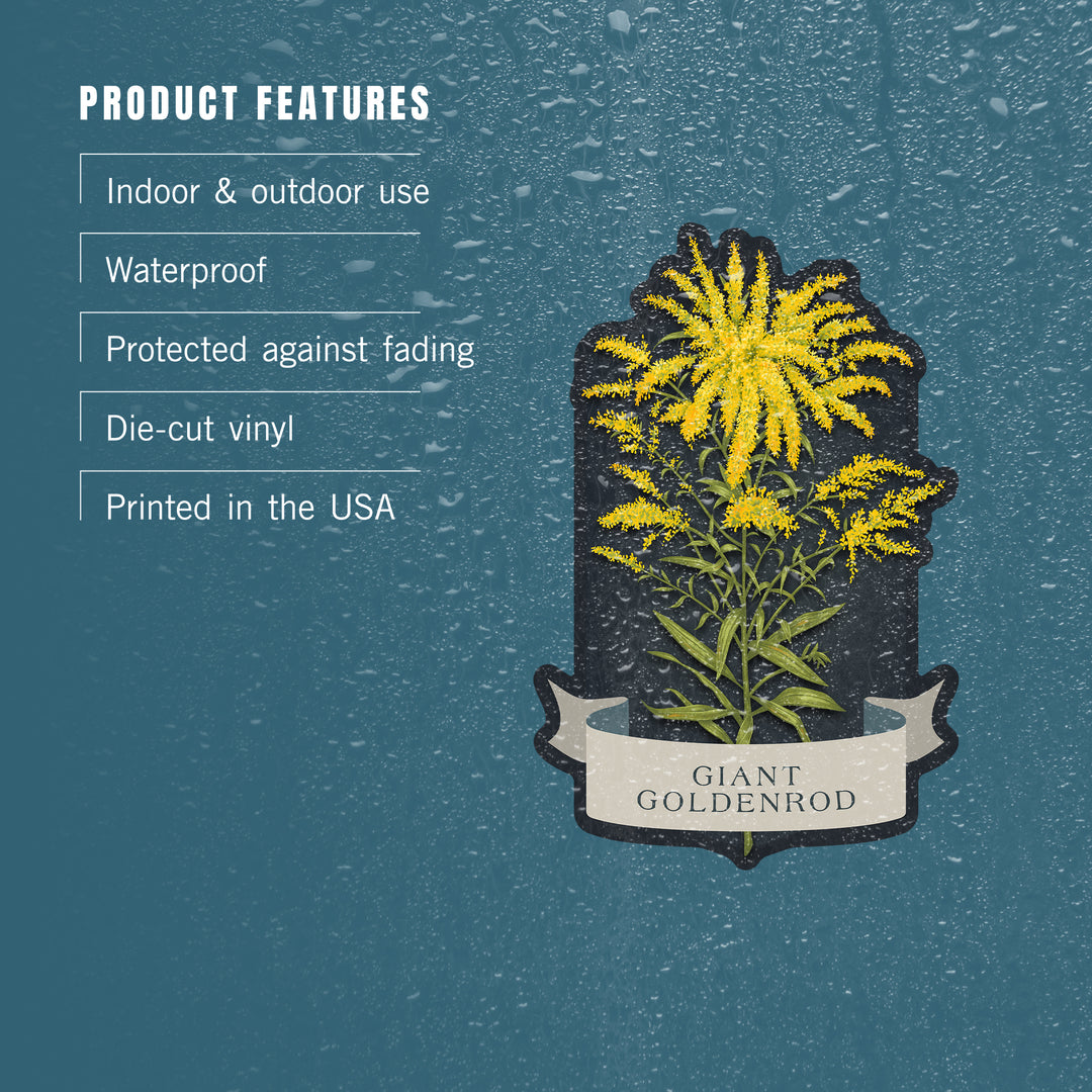 Vintage Flora Noir, Giant Goldenrod, Vinyl Sticker