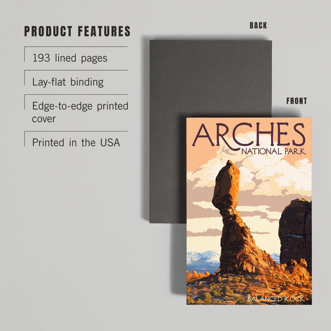 Lined 6x9 Journal, Arches National Park, Utah, Balanced Rock, Lay Flat, 193 Pages, FSC paper