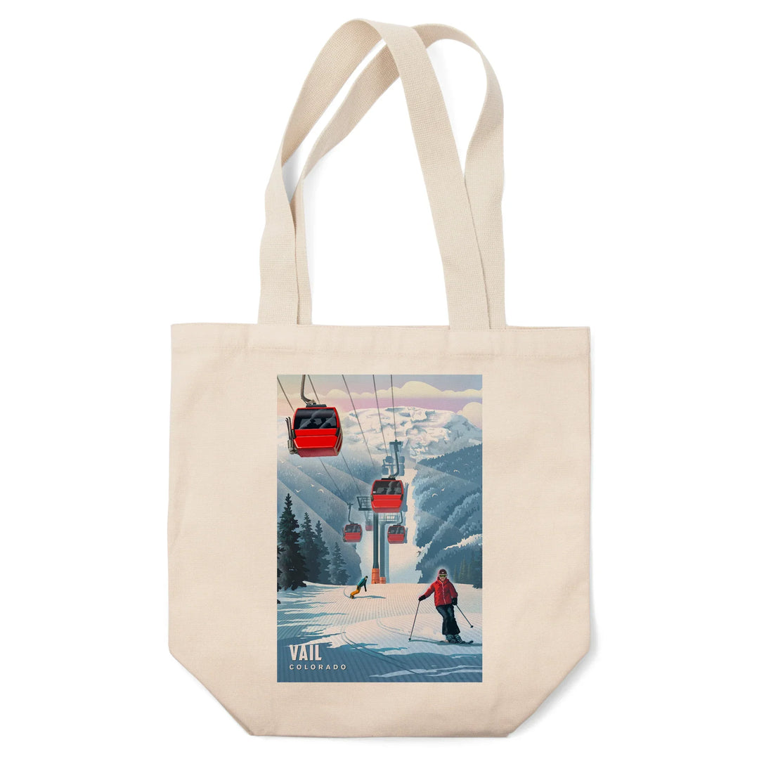 Vail, Colorado, Lithograph, Gondolas, Tote Bag