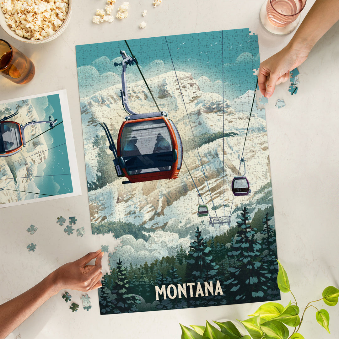 Montana, Lithograph, Gondola, Orange, 1000 Piece Jigsaw Puzzle