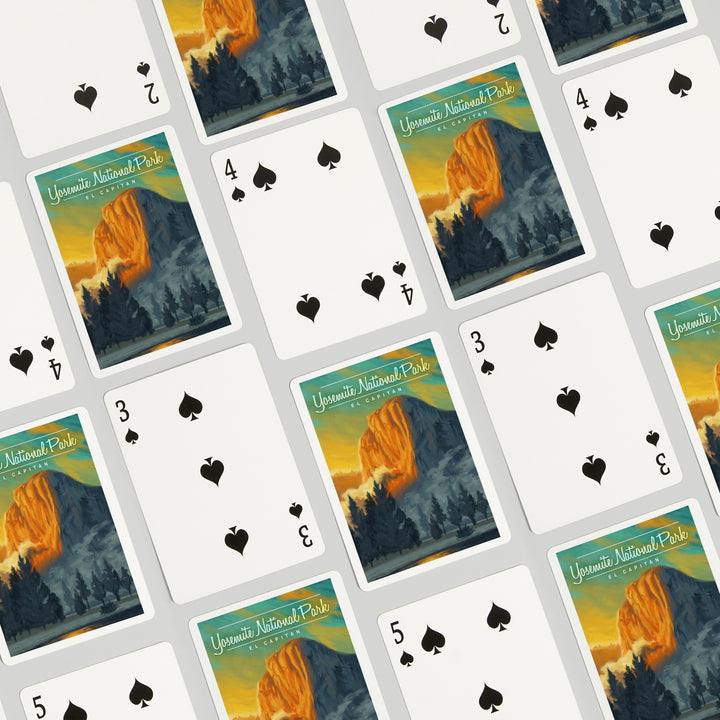 Playing Cards, Yosemite National Park, California, El Capitan, Oil Painting, 52 Card Deck with Jokers in Box, Unique Art