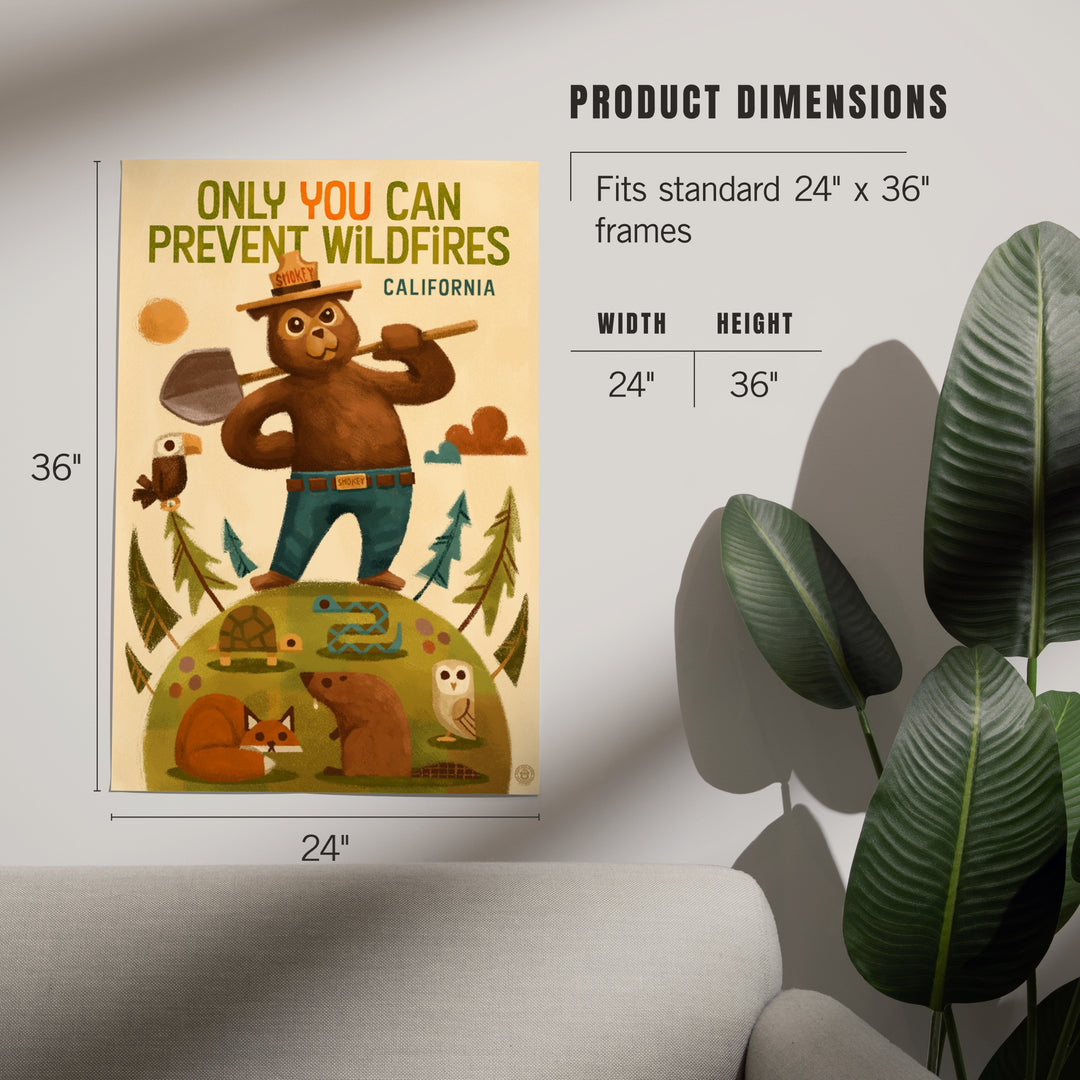California, Smokey Bear with Shovel, Only You can prevent Wildfires, Art & Giclee Prints