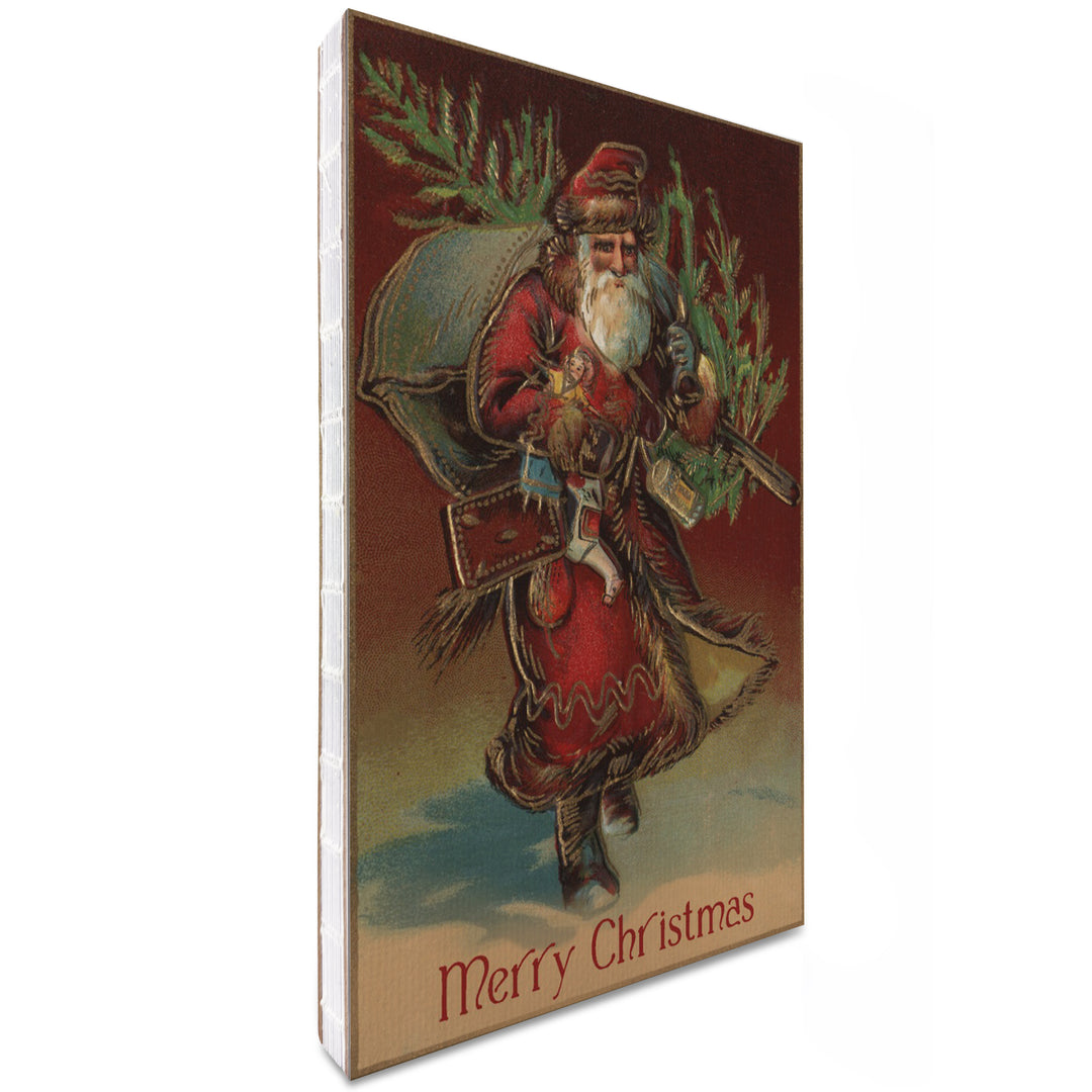 Lined 6x9 Journal, Merry Christmas, Santa with Gifts, Lay Flat, 193 Pages, FSC paper