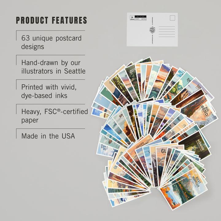 Protect Our National Parks, 63 Postcard Set, Unique Images from each National Park