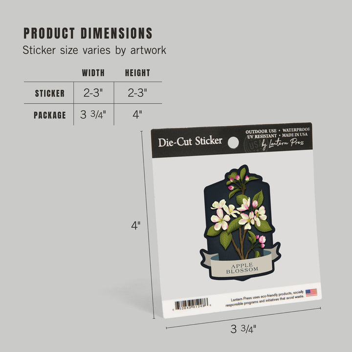 Vintage Flora Noir, Apple Blossom, Vinyl Sticker