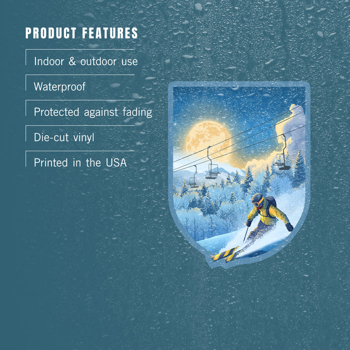 Lithograph, Night Ski, Vinyl Sticker