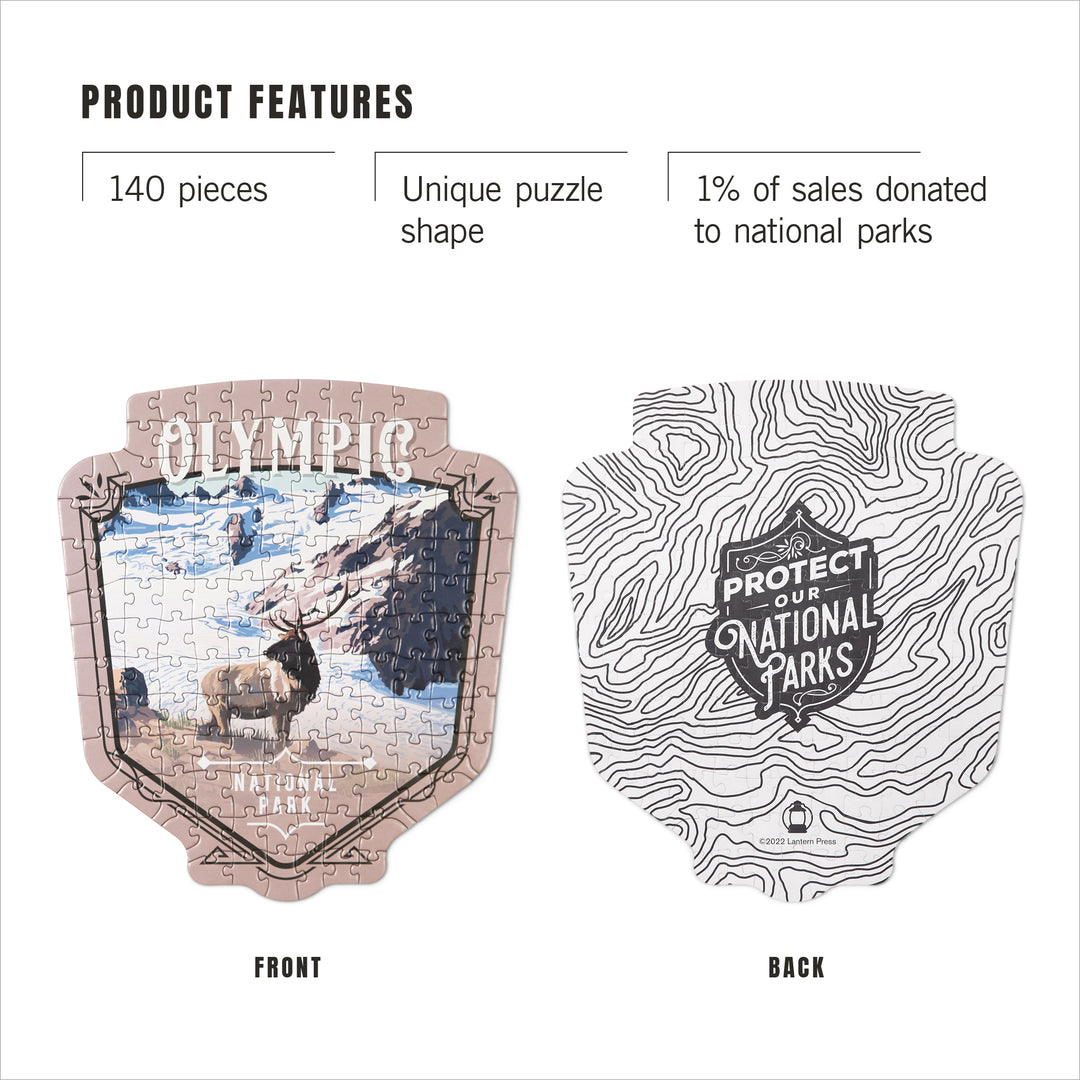 Lantern Press Mini Shaped Adult Jigsaw Puzzle, Protect Our National Parks (Olympic)