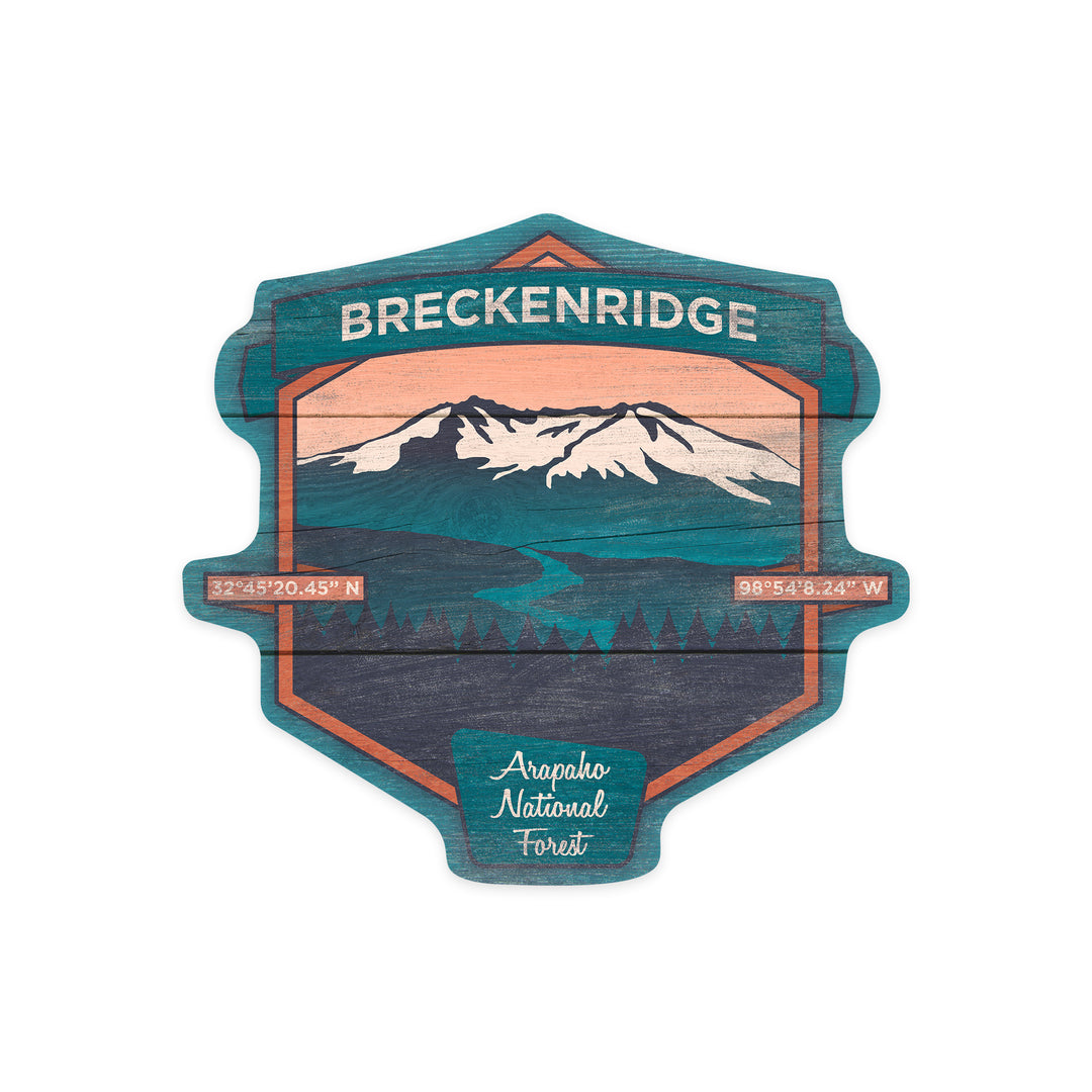 Breckenridge, Colorado, Rustic Vector, Contour, Vinyl Sticker
