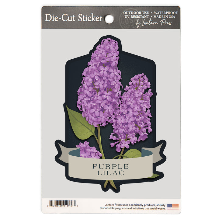 Vintage Flora Noir, Purple Lilac, Vinyl Sticker