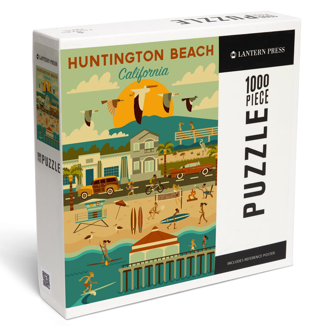 Huntington Beach, CA, Geometric City Series, 1000 Piece Jigsaw Puzzle