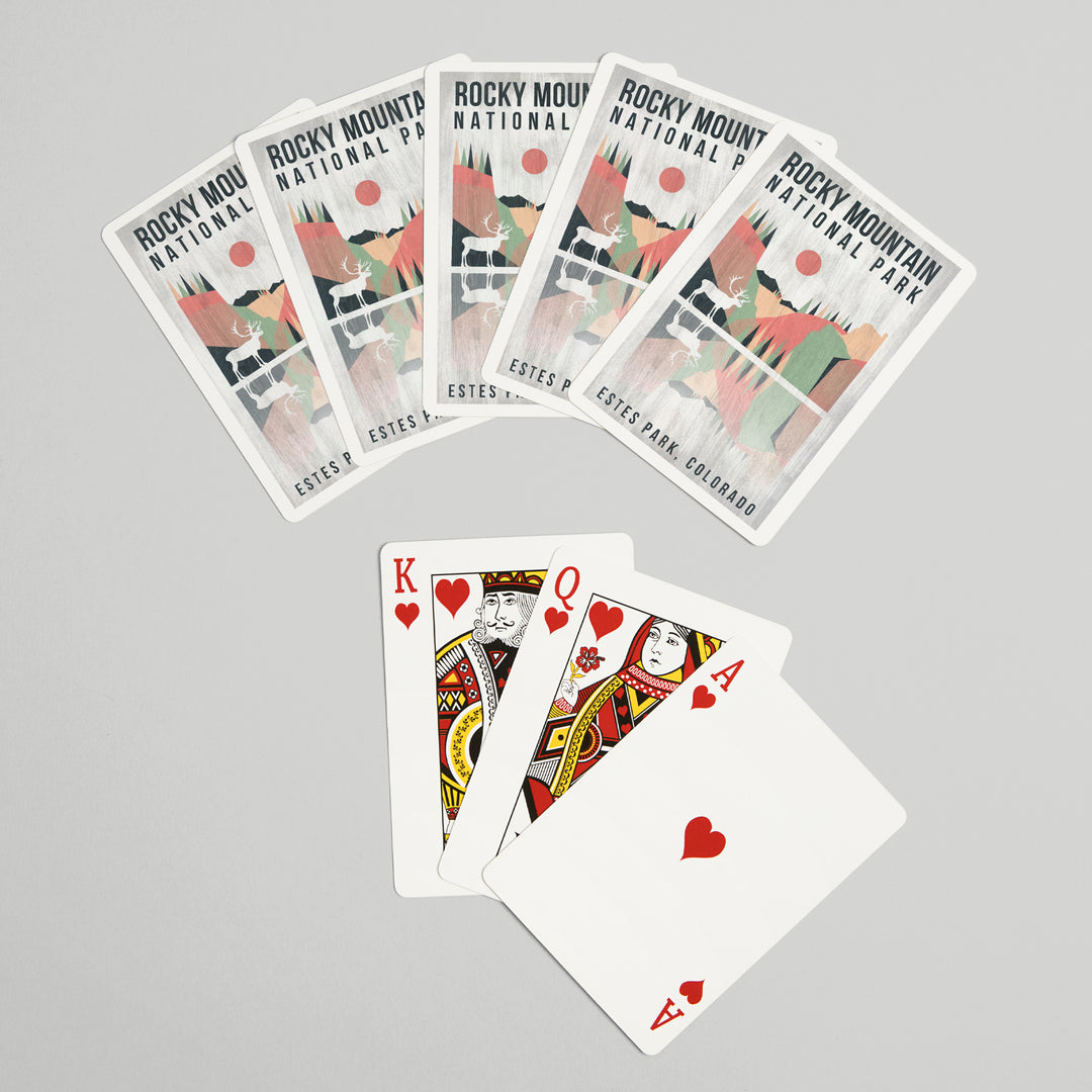 Playing Cards, Rocky Mountain National park, Estes park, Colorado, Elk, Geometric Opacity Press, 52 Card Deck with Jokers in Box, Unique Art