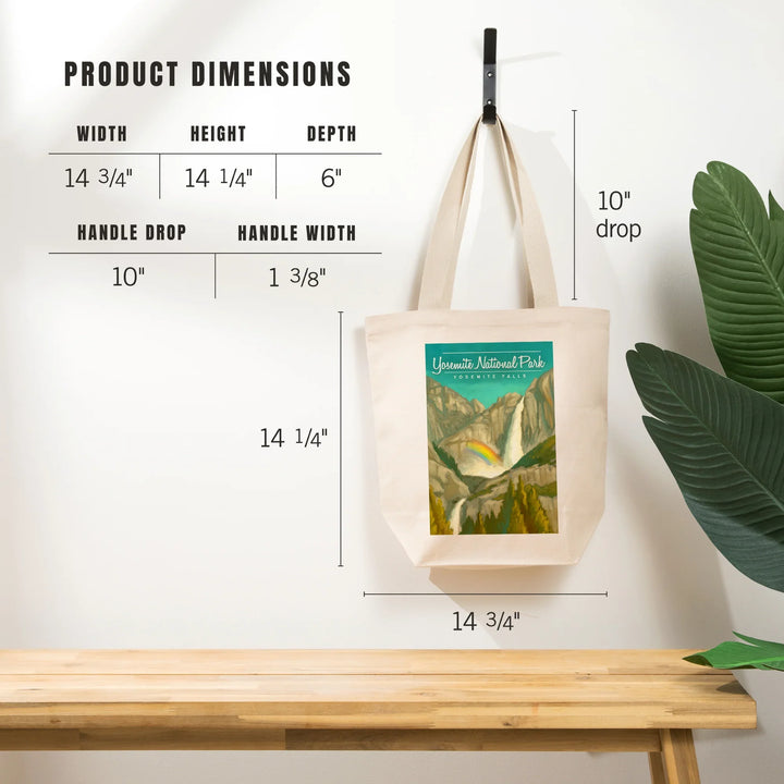 Yosemite National Park, California, Yosemite Falls and Rainbow, Tote Bag