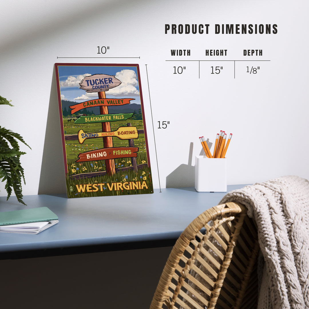 Tucker County, West Virginia, Destination Signpost, Wood Sign and Postcards
