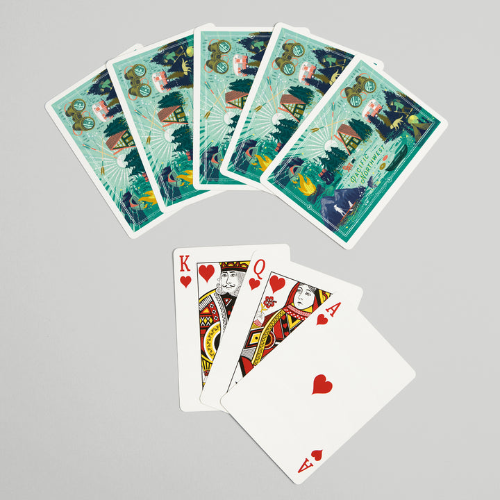 Playing Cards, Pacific Northwest, Lake Life Series, Collage, Landscape With Mountain, 52 Card Deck with Jokers in Box, Unique Art