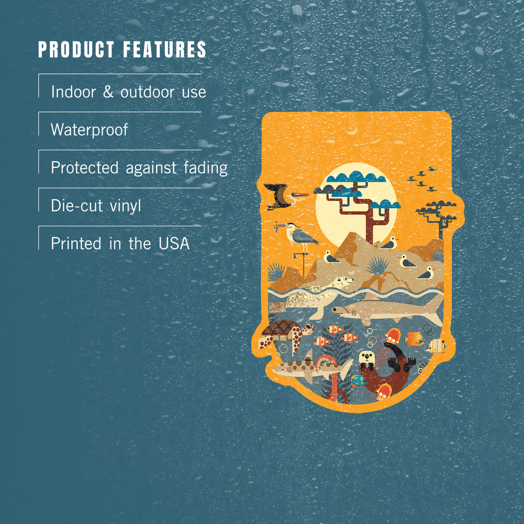 Wildlife – Wilderness and Marine Life Illustration, Vinyl Sticker
