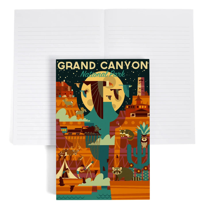 Lined 6x9 Journal, Grand Canyon National Park, Arizona, Geometric National Park Series (night), Lay Flat, 193 Pages, FSC paper