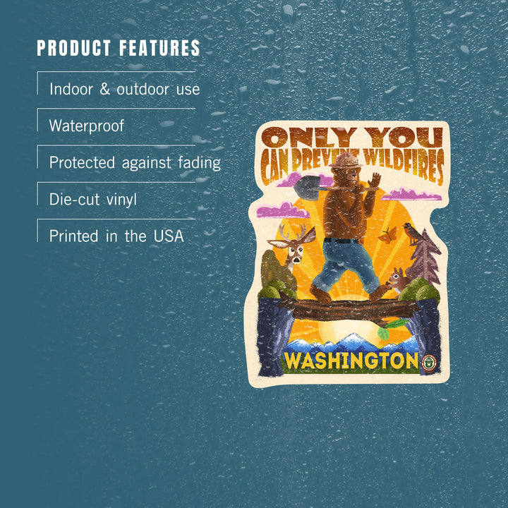 Washington, Smokey Bear and Friends, Only You, Mid-Century Inspired, Contour, Vinyl Sticker