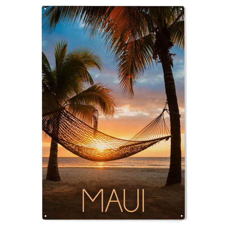 Maui, Hawaii, Hammock and Sunset, Wood Sign and Postcards