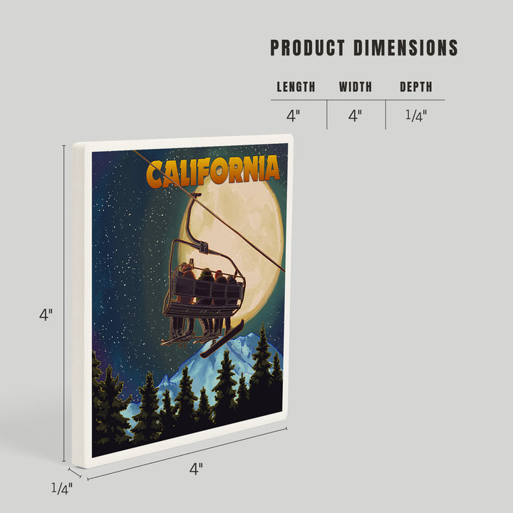 California, Ski Lift, Full Moon, Snowboard, Coasters