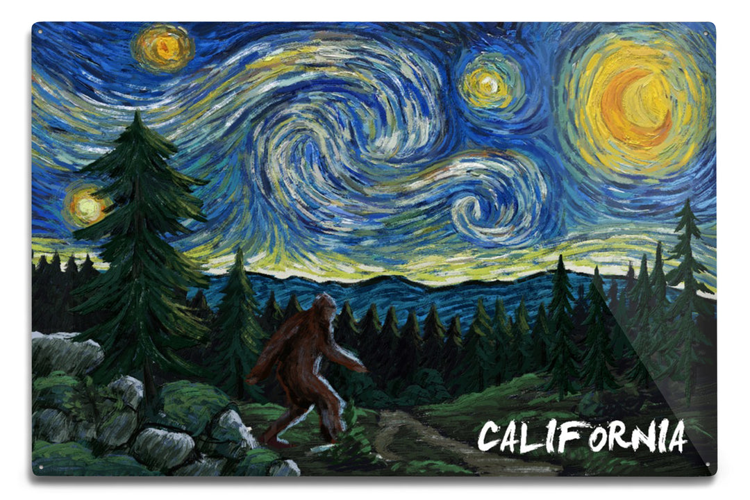 California, Bigfoot, Starry Night, Metal Signs