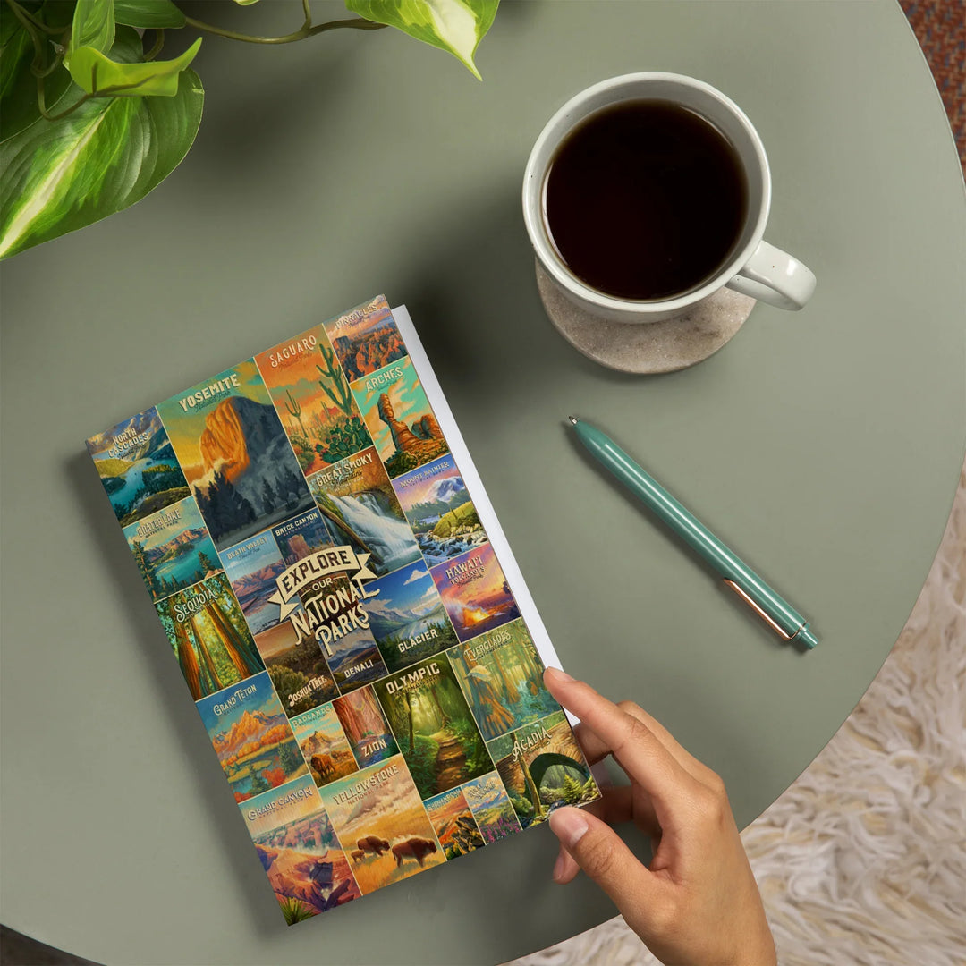 Lined 6x9 Journal, Oil Painting National Park Series, Collage, Explore our National Parks, Lay Flat, 193 Pages, FSC paper
