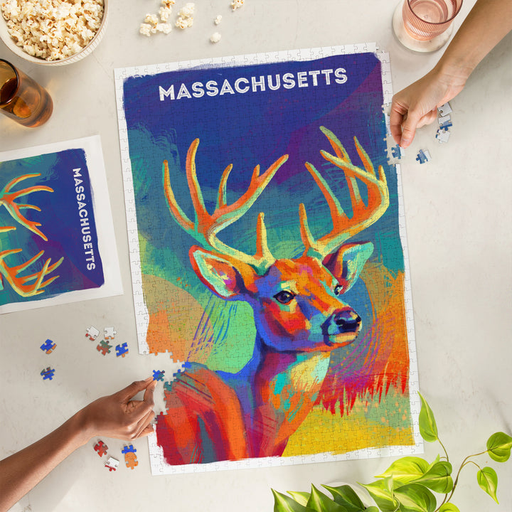 Massachusetts, Vivid, White Tailed Deer, 1000 Piece Jigsaw Puzzle