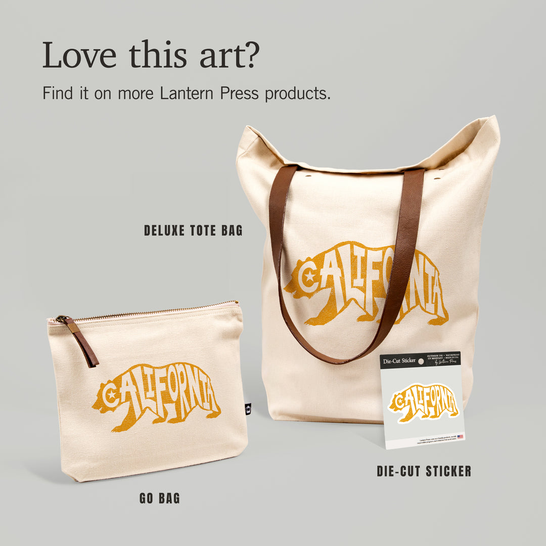 California, Typography, Bear Outline, Vinyl Sticker