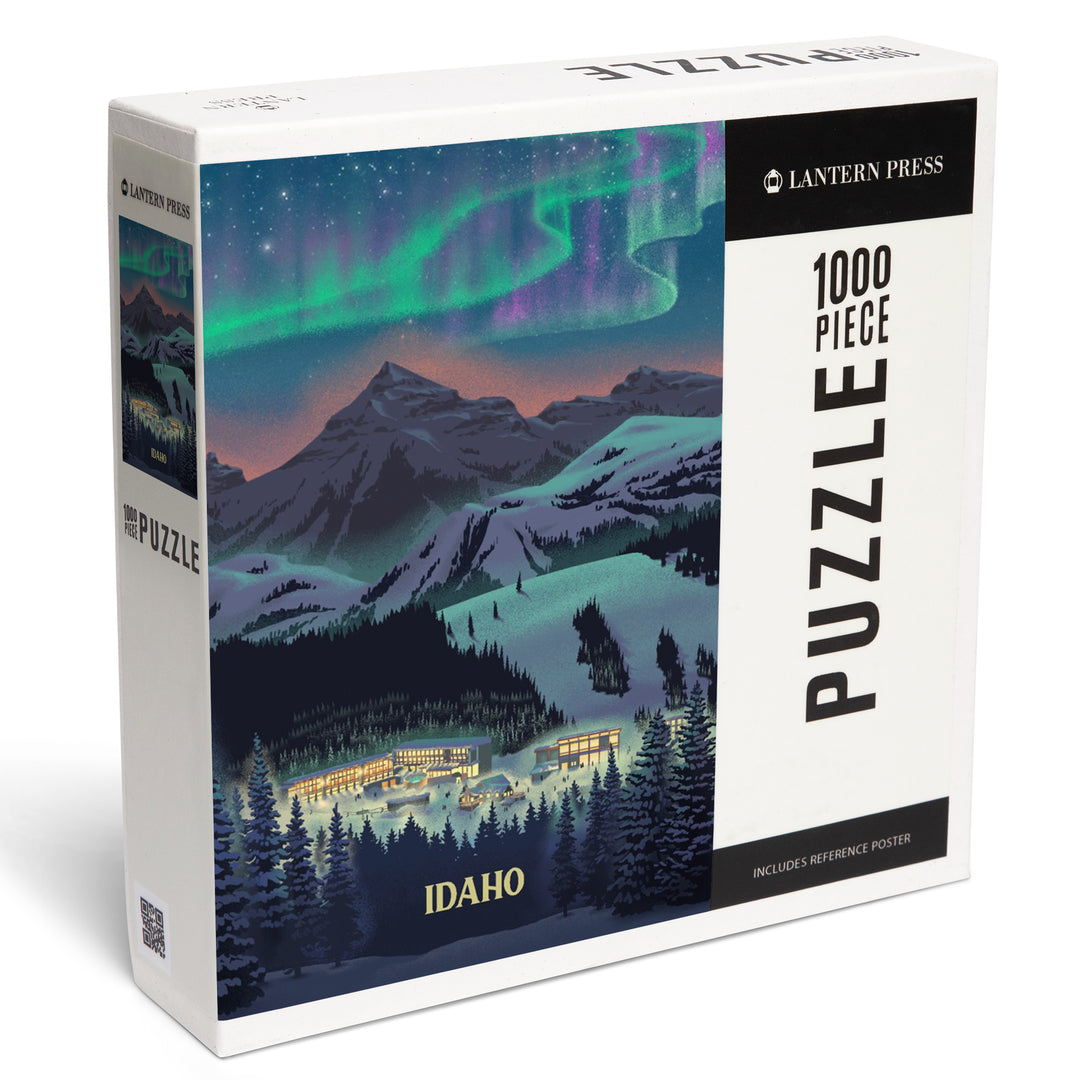 Idaho, Village under Northern Lights, 1000 Piece Jigsaw Puzzle
