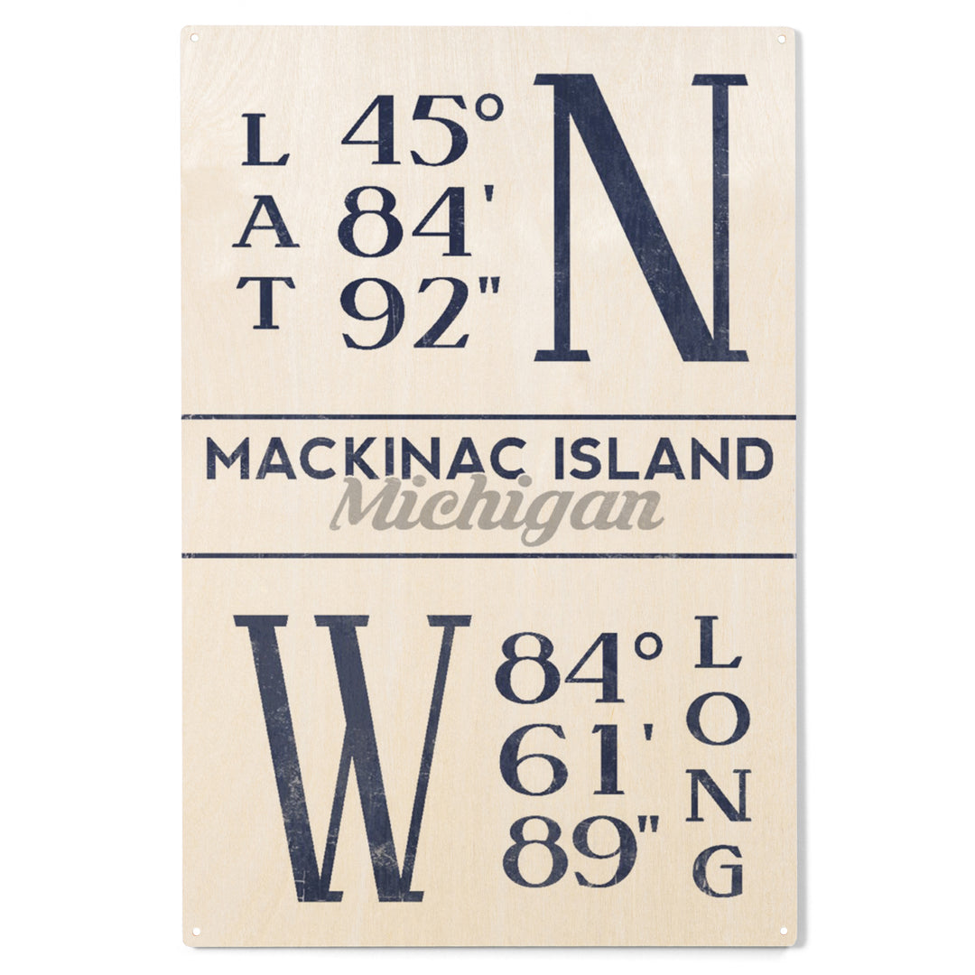 Mackinac Island, Michigan, Latitude and Longitude, Wood Sign and Postcards