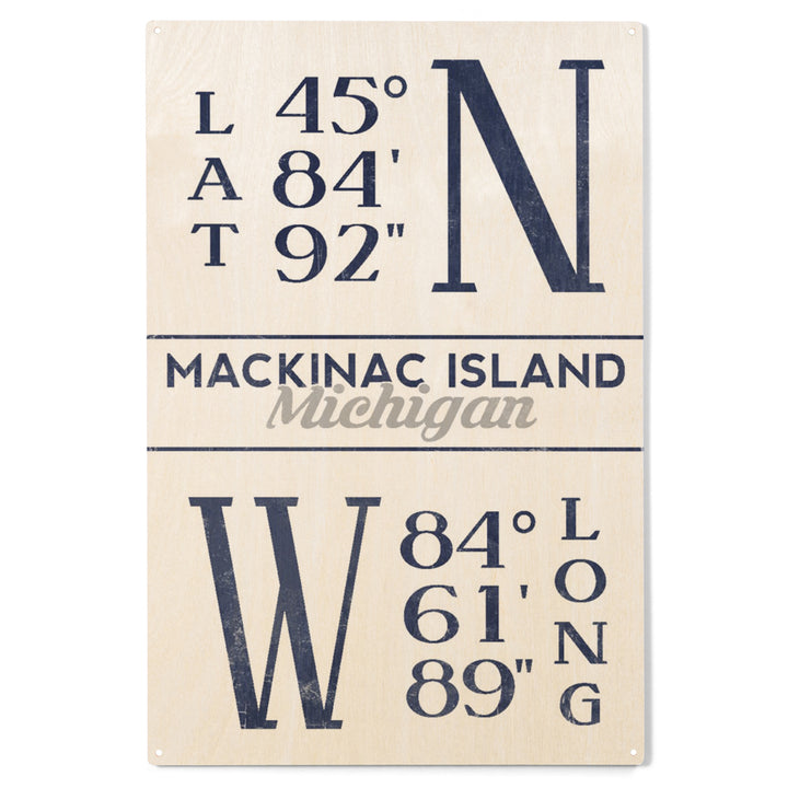 Mackinac Island, Michigan, Latitude and Longitude, Wood Sign and Postcards