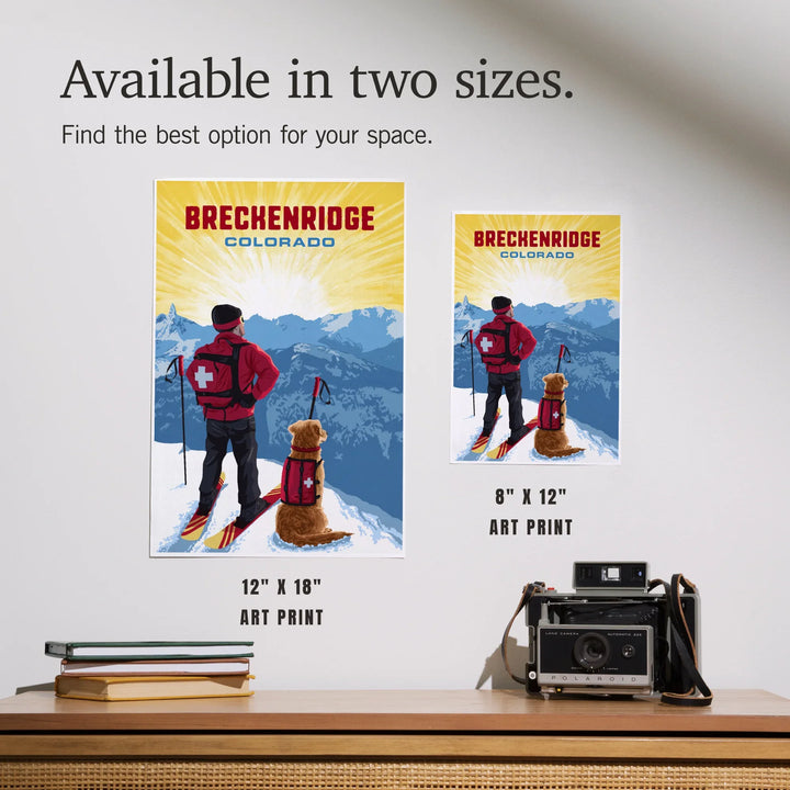 Breckenridge, Colorado, Painterly, Ski Patrol with Avalanche Dog, Art & Giclee Prints