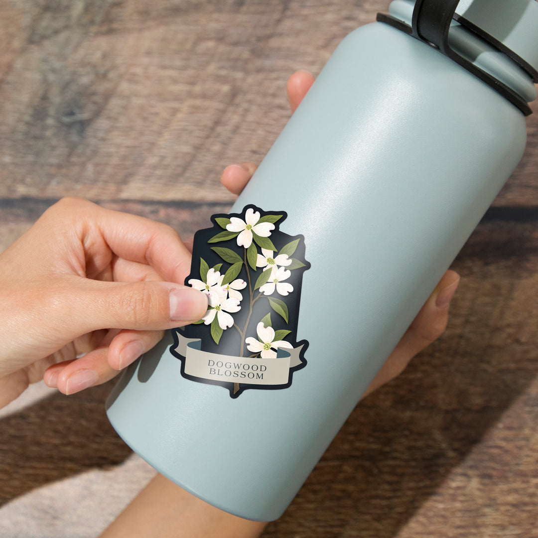 Vintage Flora Noir, Dogwood Blossom, Vinyl Sticker