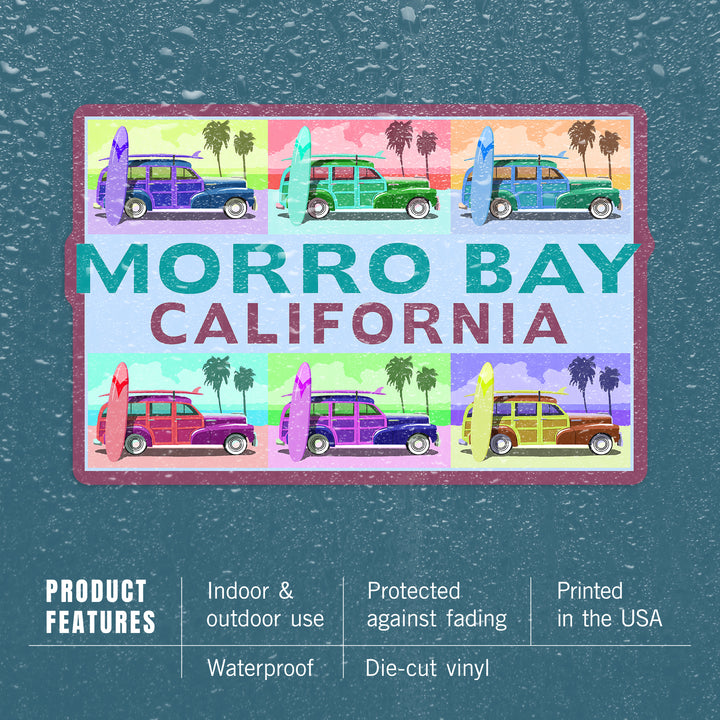 Morro Bay, California, Woody Pop Art, Contour, Vinyl Sticker