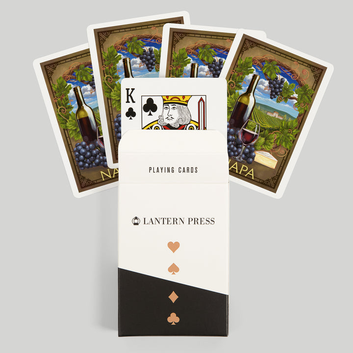 Playing Cards, Napa, California, Pinot Noir Vineyard Scene, 52 Card Deck with Jokers in Box, Unique Art