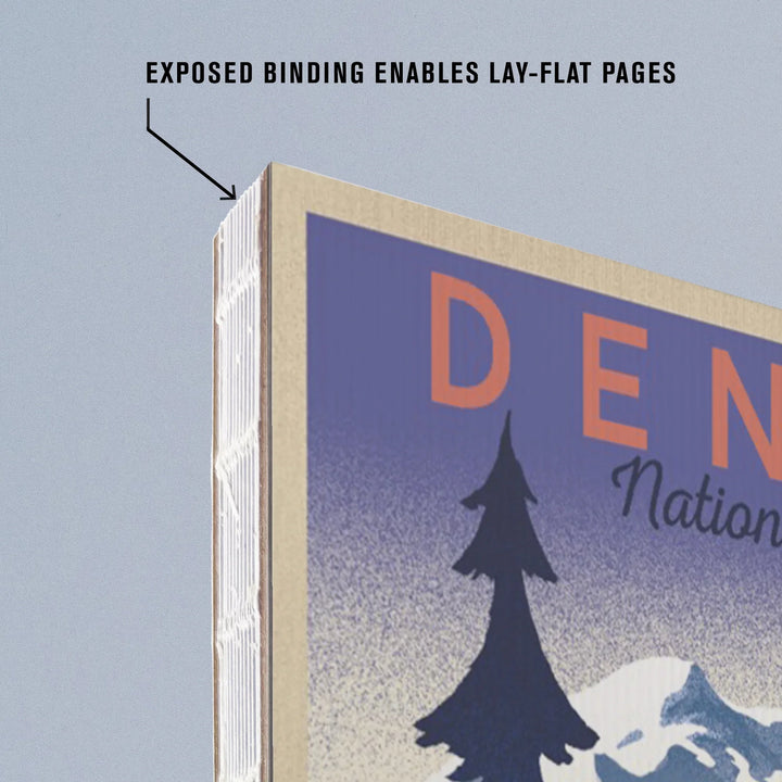 Lined 6x9 Journal, Denali National Park, Mountain Scene, Lithograph, Lay Flat, 193 Pages, FSC paper