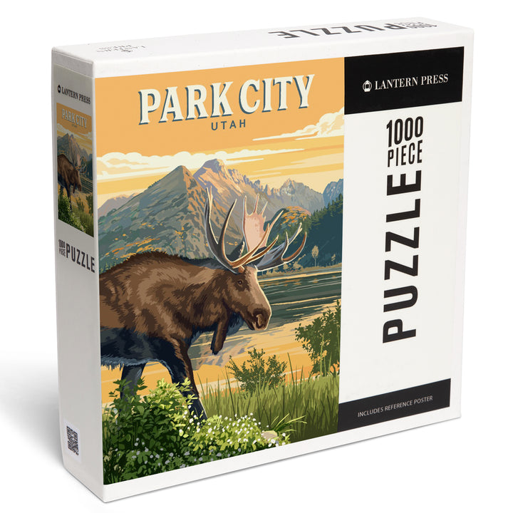 Park City, Utah, Painterly, Moose, 1000 Piece Jigsaw Puzzle