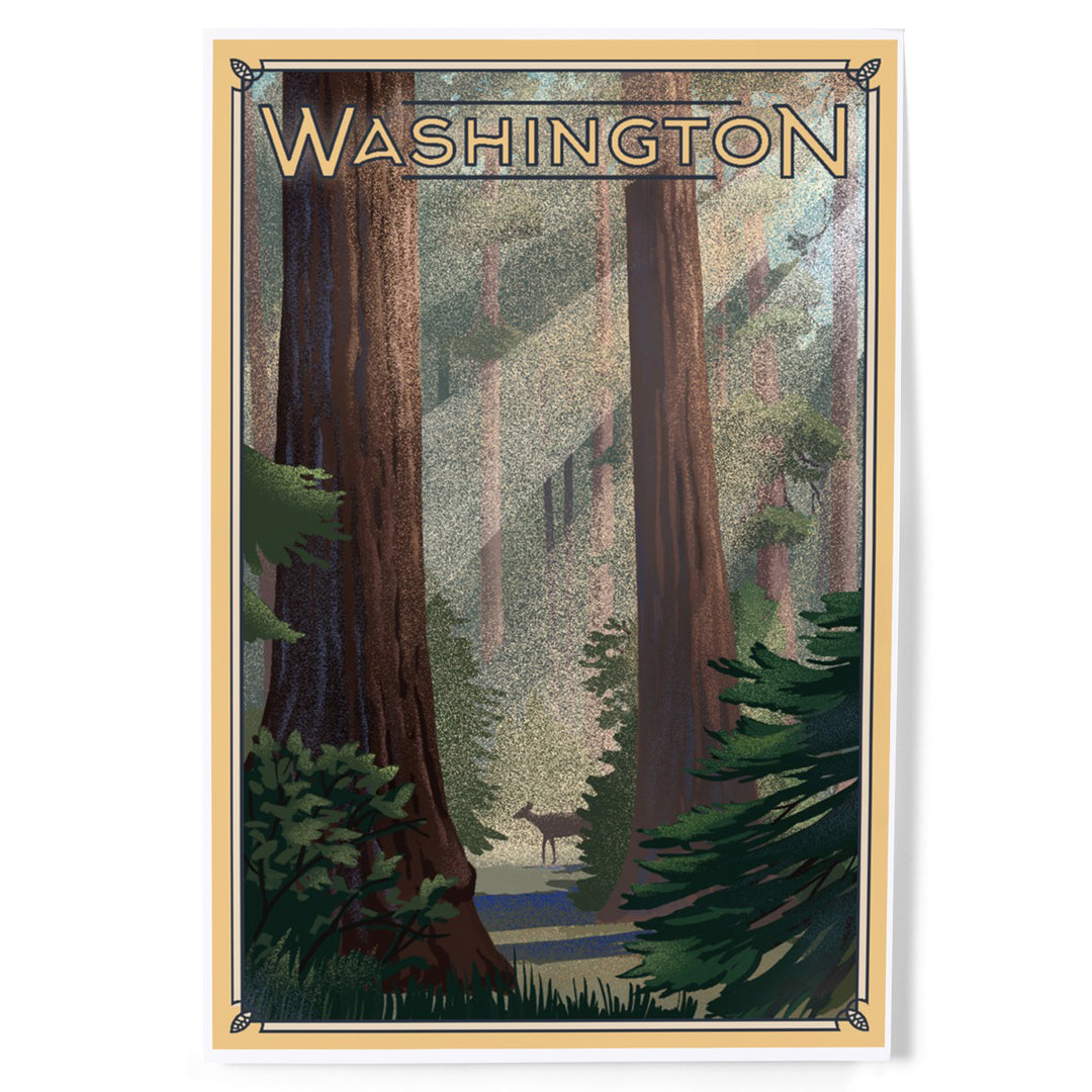 Washington, Deer in Forest, Lithograph, Art & Giclee Prints