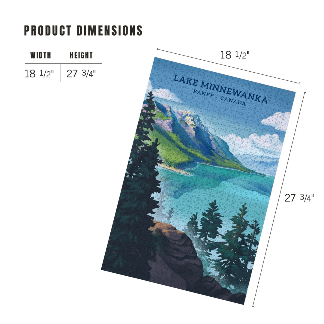 Banff, Canada, Lake Minnewanka, Lithograph, 1000 Piece Jigsaw Puzzle
