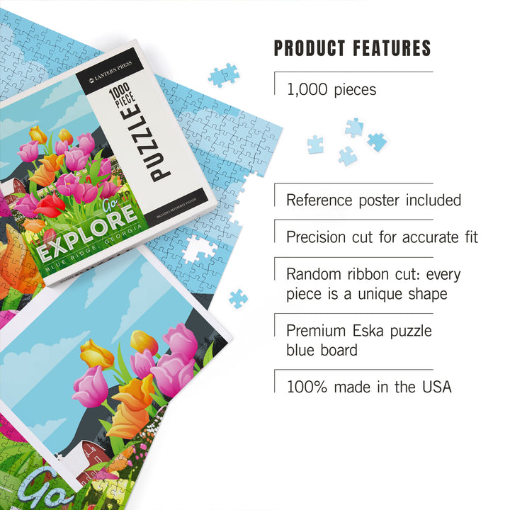 Blue Ridge, Georgia, Go Explore, Tulip Field, 1000 Piece Jigsaw Puzzle