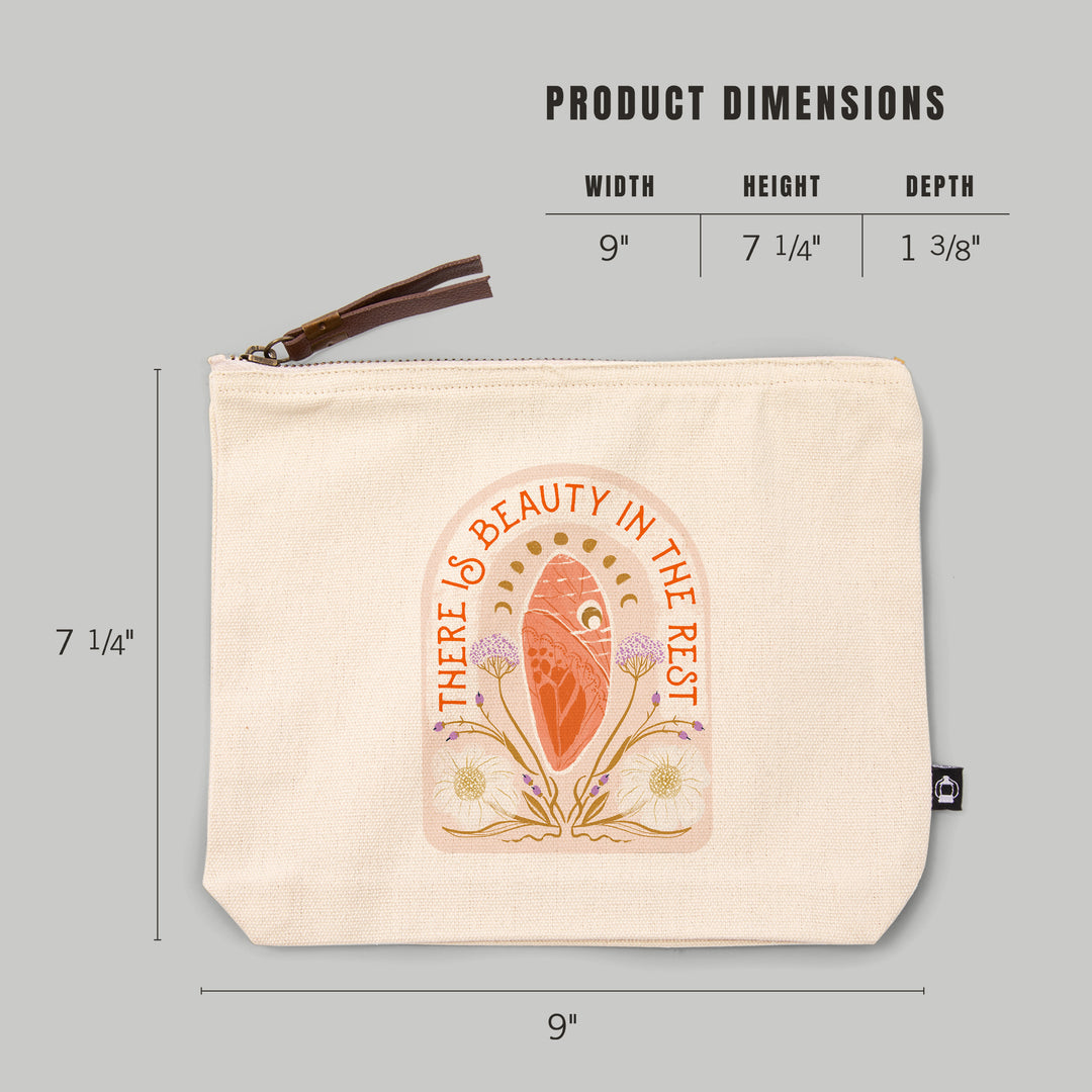 Nature's Beauty Series, Beauty in the Rest Cocoon,, Organic Cotton Zipper Pouch, Go Bag