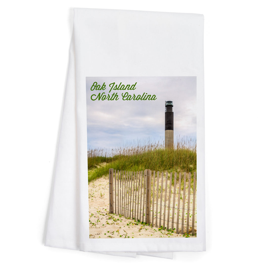 Oak Island, North Carolina, Lighthouse, Organic Cotton Kitchen Tea Towels