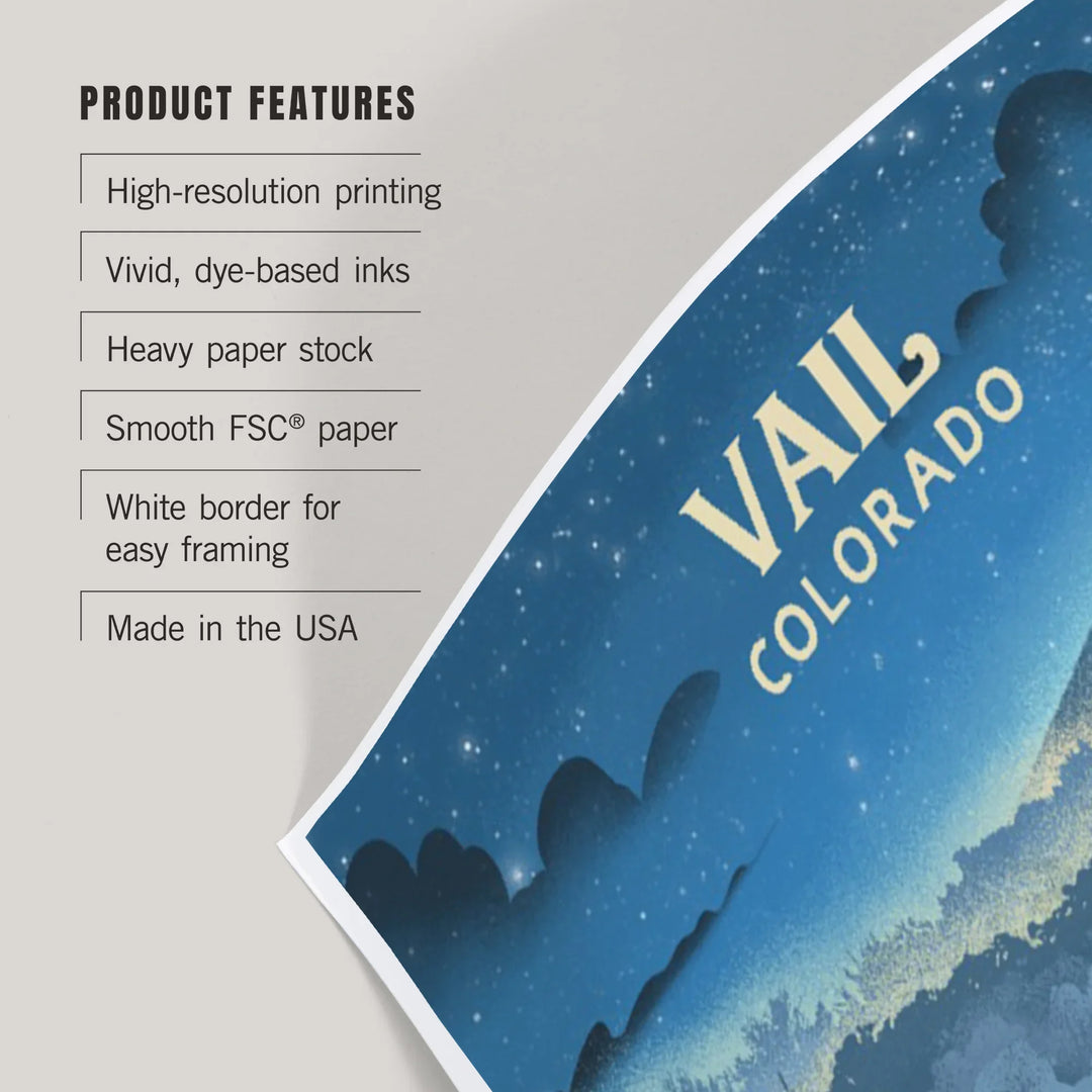 Vail, Colorado, Lithograph, Snow Lodge, Art & Giclee Prints