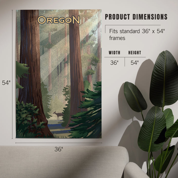 Oregon, Lithograph, Deer in Forest, Art & Giclee Prints