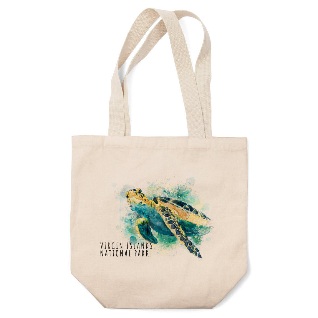 Virgin Islands National Park, Sea Turtle, Watercolor, Tote Bag