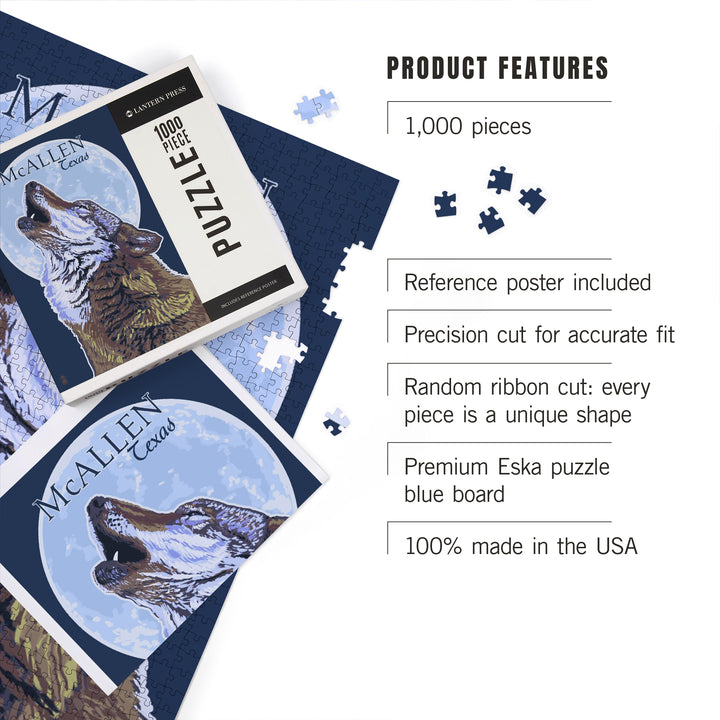 McAllen, Texas, Wolf Howling at Moon, 1000 Piece Jigsaw Puzzle