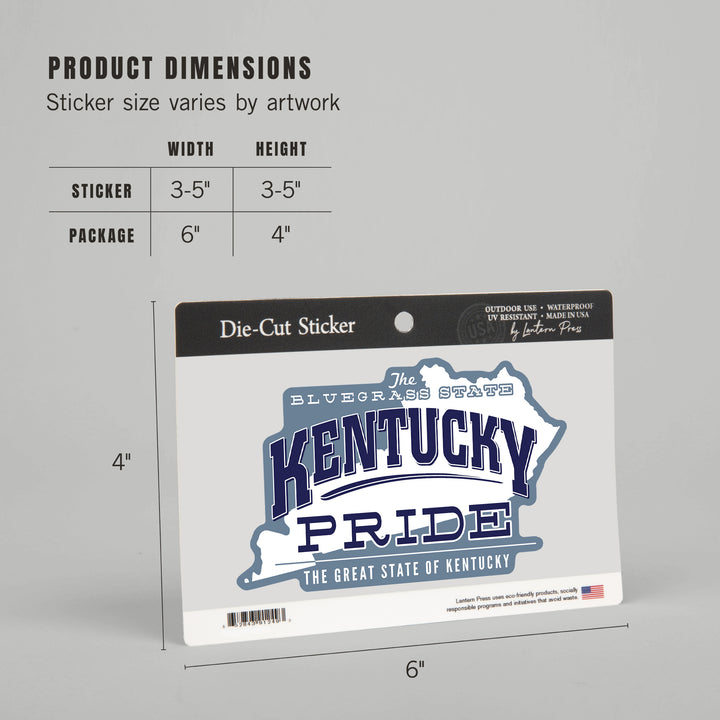 Kentucky, State Pride, Blue on White, Contour, Vinyl Sticker