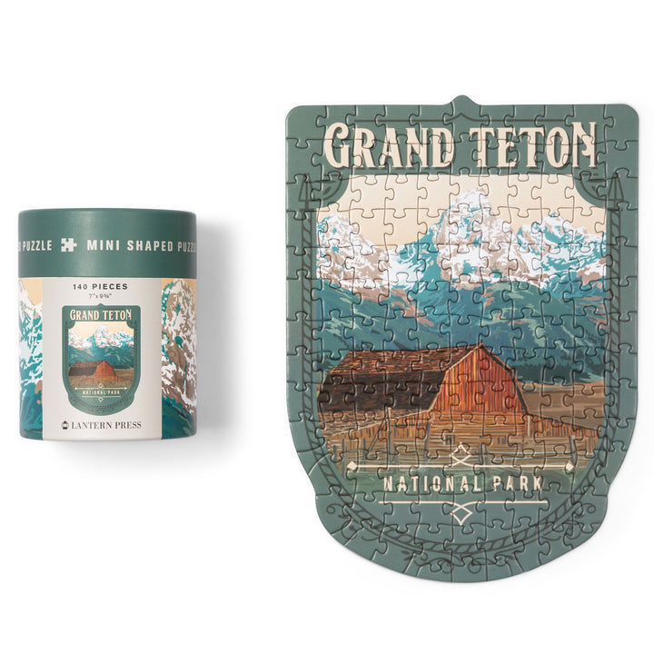 Lantern Press Mini Shaped Adult Jigsaw Puzzle, Protect Our National Parks (Grand Teton)