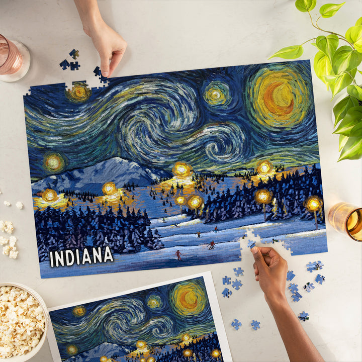 Indiana, Starry Night, Ski, Jigsaw Puzzle