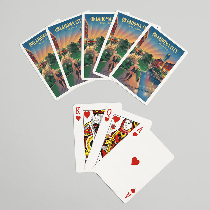 Playing Cards, Oklahoma City, Oklahoma, River Walk, Lithograph, 52 Card Deck with Jokers in Box, Unique Art
