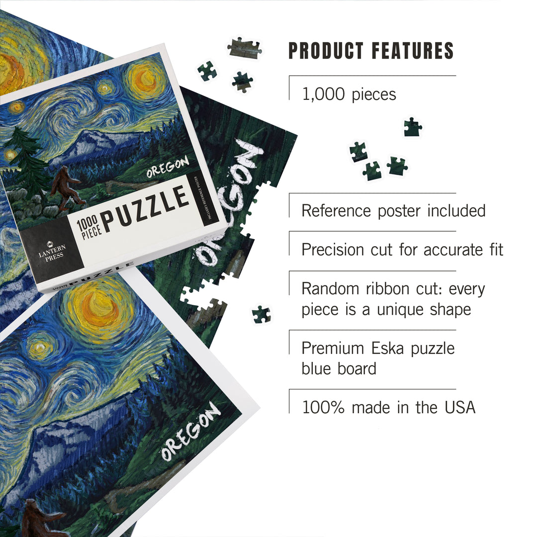 Oregon, Bigfoot, Starry Night, 1000 Piece Jigsaw Puzzle